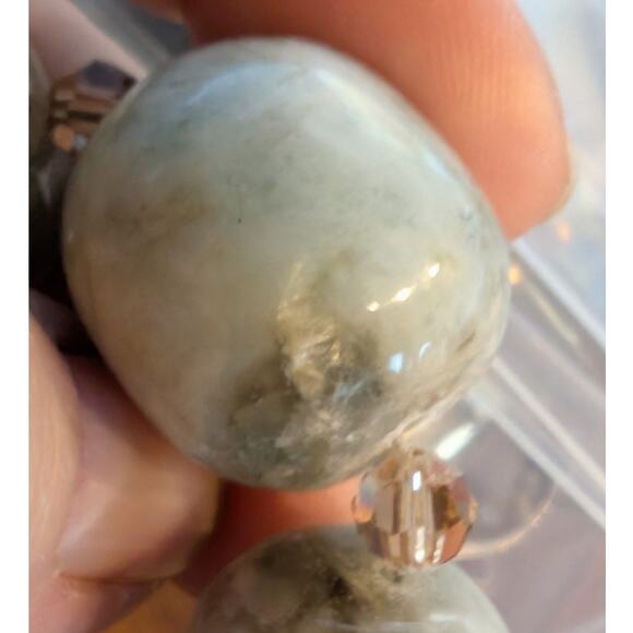 Signed BB Sterling Silver Graduated Aqua/Jadeite Stone Bead 22" Necklace 192.1g - Picture 12 of 14